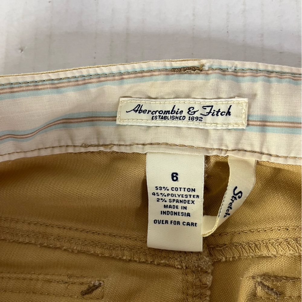 Y2K Abercrombie & Fitch Tan Corduroy Flare Cuffed Flap Pocket Pants Size 6 vtg - Picture 5 of 6